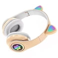 thumbnail image 1 of Cateissary Flash Light Cute Cat Ears Auriculares inalámbricos con control de micrófono LED Girl Stereo Music Phone Headset Cables de audio/vídeo Caqui, 1 of 6
