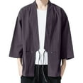 thumbnail image 4 of RUTAYY Men's Shirts Spring Autumn Casual Cardigan Sunscreen Shirt Solid Color Long Sleeve Comfortable Breathable Trendy Trip Blouse, 4 of 5
