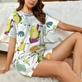 thumbnail image 6 of Kdxio Orange Green Avocado Print Pajamas Sets for Women Short-Sleeved Pjs with Lounge Shorts Two Piece Sleepwear S-4XL, 6 of 8
