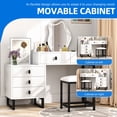 thumbnail image 3 of DEXTRUS 5 Drawers Glamourous Makeup Vanity with Lighted Mirror, Power Strip and Nightstand Ideal for Women, 3 of 10