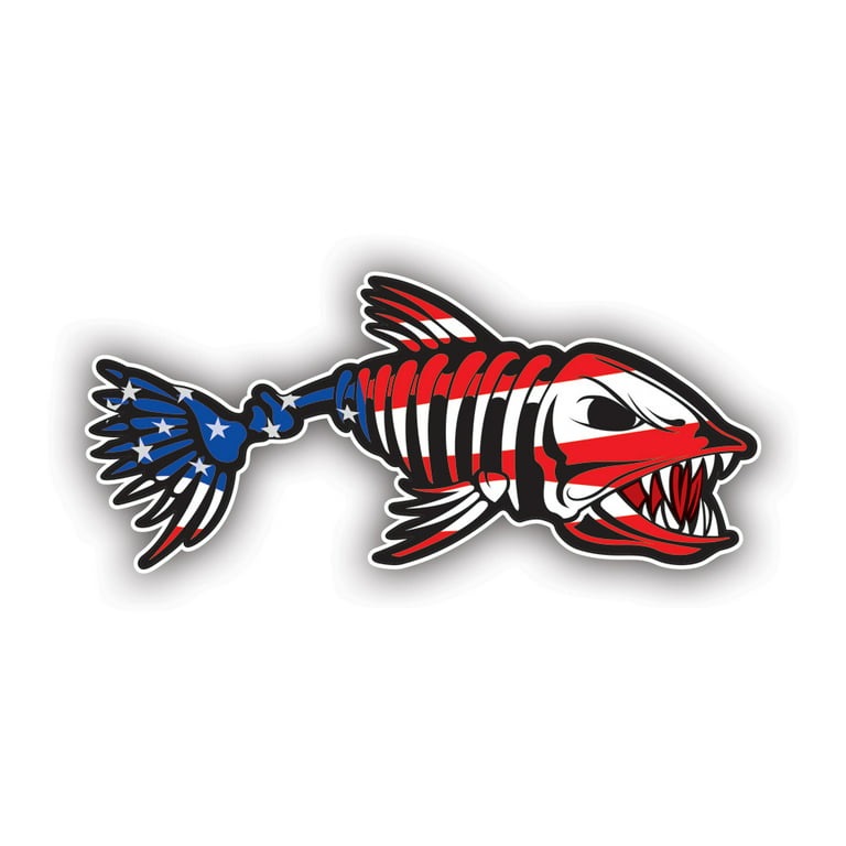 USA Bonefish Sticker Decal - Self Adhesive Vinyl - Weatherproof - Made in  USA - bone fish bonefishing patriotic american flag fishing hunting 