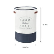Better Homes & Gardens Ivory/Grey Canvas Laundry Hamper, 16 in x 25 in
