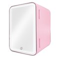 thumbnail image 1 of Mini refrigerador Brandtrendy  Con Luz y Espejo Rosa ideal para cosméticos, 1 of 6