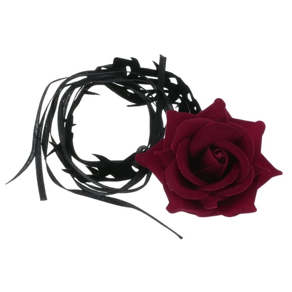 Unique Bargains 1 Pc Choker Necklace Delicate Rose Tie Wrap Around Wrist Bracelet Red Rose