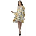 thumbnail image 3 of Moomaya Rayon Flared Dress For Womens Long Sleeve Printed V-Neck Casual Beach Dress For Girls, 3 of 7