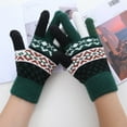 thumbnail image 1 of Women Men Warm Stretch Knitted Gloves Mittens Winter Keep Warm Splicing Print Knitting Golves Outdoor Riding Driving Mittens With Plush, 1 of 5