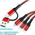 thumbnail image 3 of 6 in 1 Multi Charging Cable LHJRY 3Pack 4ft Multiple Charge Cord USB A/C to Phone USB C Micro USB Connector Fast Charging Cord Compatible with Cell Phones Tablets and More - (Red,Black,Blue), 3 of 6