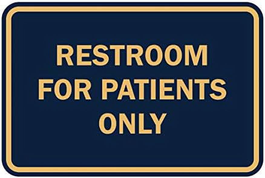 classic framed restrooms for patients sign (navy blue/gold) - small ...