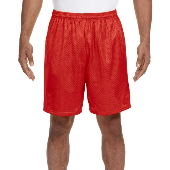 A4 N5293 ADULT SEVEN INCH INSEAM MESH SHORT, Scarlet, 3XL