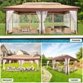 thumbnail image 3 of SANOPY 12'x20' Gazebo Pavilions Patio Outdoor Gazebo Canopy Tent with Netting Heavy Duty Gazebos Shelter with Metal Steel for Patio, Party, Backyard, Deck, Garden, Tailgate, Khaki, 3 of 10