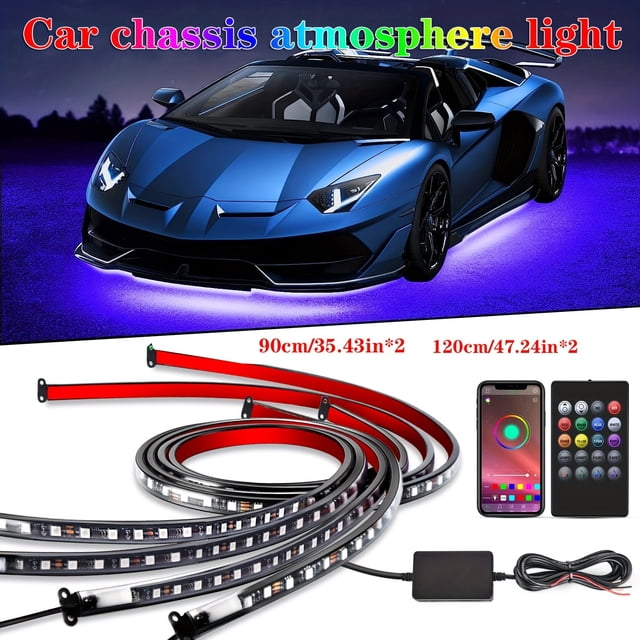 HLONK 9 In 1 Atmosphere Light 4PCS Car Chassis Neon Trim Light 5PCS Car Interior Atmosphere Light Center Control Light Strip + Door Light Strip LED RGB Multi-color Sound Active Functi