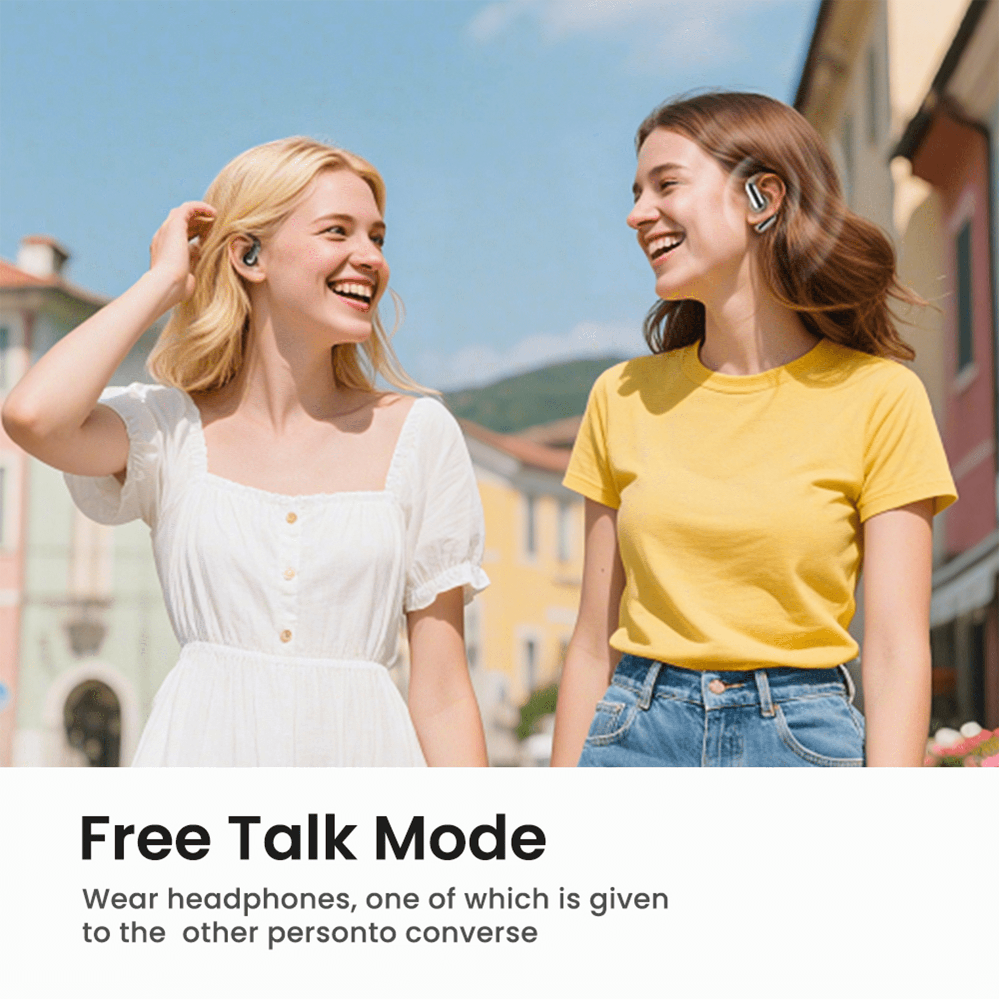 HTC NE50 Translation Bluetooth Earbuds Open Ear Earphones for Sports HD Stereo Sound Waterproof IPX4