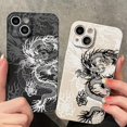 thumbnail image 2 of Funda de silicona con diseño de dragón blanco y negro para iPhone 15, 16 Pro Max, funda blanda para iPhone 14, 13, 12, 11 Pro Max, XS, X, XR, 7, 8 Plus, SE2, 2 of 5
