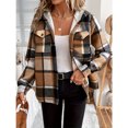 thumbnail image 5 of VIWORLD Women's Winter Long Sleeve Plaid Coat - Fleece Lined Hooded Jacket with Button Front & Pockets Khaki，S, 5 of 6