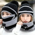 thumbnail image 3 of ZOELNIC 4PCS Women Beanie Hat Pom Scarf Mask Knitted Touch Screen Gloves Set Winter Warm Outdoor Hat, Black, 3 of 5
