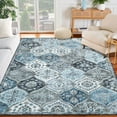 thumbnail image 3 of Haperlare Area Rugs Washable Rug Boho Moroccan Rug Vintage Non-Slip Rugs Soft Floral Throw Rug, 8' x 10' Gray Blue, 3 of 7