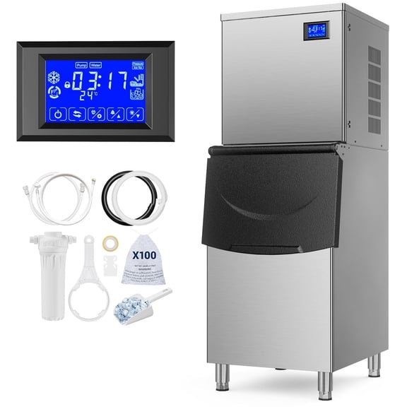 XUTUMM Commercial Ice Machine, 650Lbs/24H, ETL Approved, Auto-Cleaning Stainless Steel Ice Maker for Bars & Restaurants