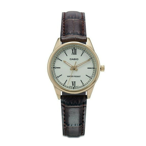 Casio LTP-V005GL-9B Women's Standard Gold Tone Leather Band Analog Dress Watch
