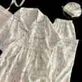 thumbnail image 2 of Ropa de dormir de algodón con forma de nube para mujer, conjunto de tres piezas, pantalones cortos bonitos de manga corta, cárdigan abierto, ropa para el hogar, traje de estudiante, 2 of 5