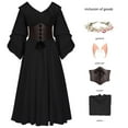 thumbnail image 2 of TFEOQRY Women's Renaissance Dress Set Ruffle Corset Belted Waist Maxi Dress Medieval Outfit Black, 2 of 7