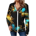 thumbnail image 2 of Ftwytp Womens 2025 Zip Up Hoodies Long Sleeve Jackets Butterfly Print Casual Sweatshirt Loose Jacket with Pockets Hooded Sweatshirts, 2 of 6