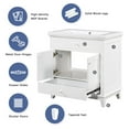 thumbnail image 3 of 30 Inch Bathroom Vanity Base Only, Single Bathroom Vanity Base with Two Shutter Door Cabinet and One Drawer, Bathroom Vanity Cabinet Without Sink, Solid Wood Frame (White), 3 of 9