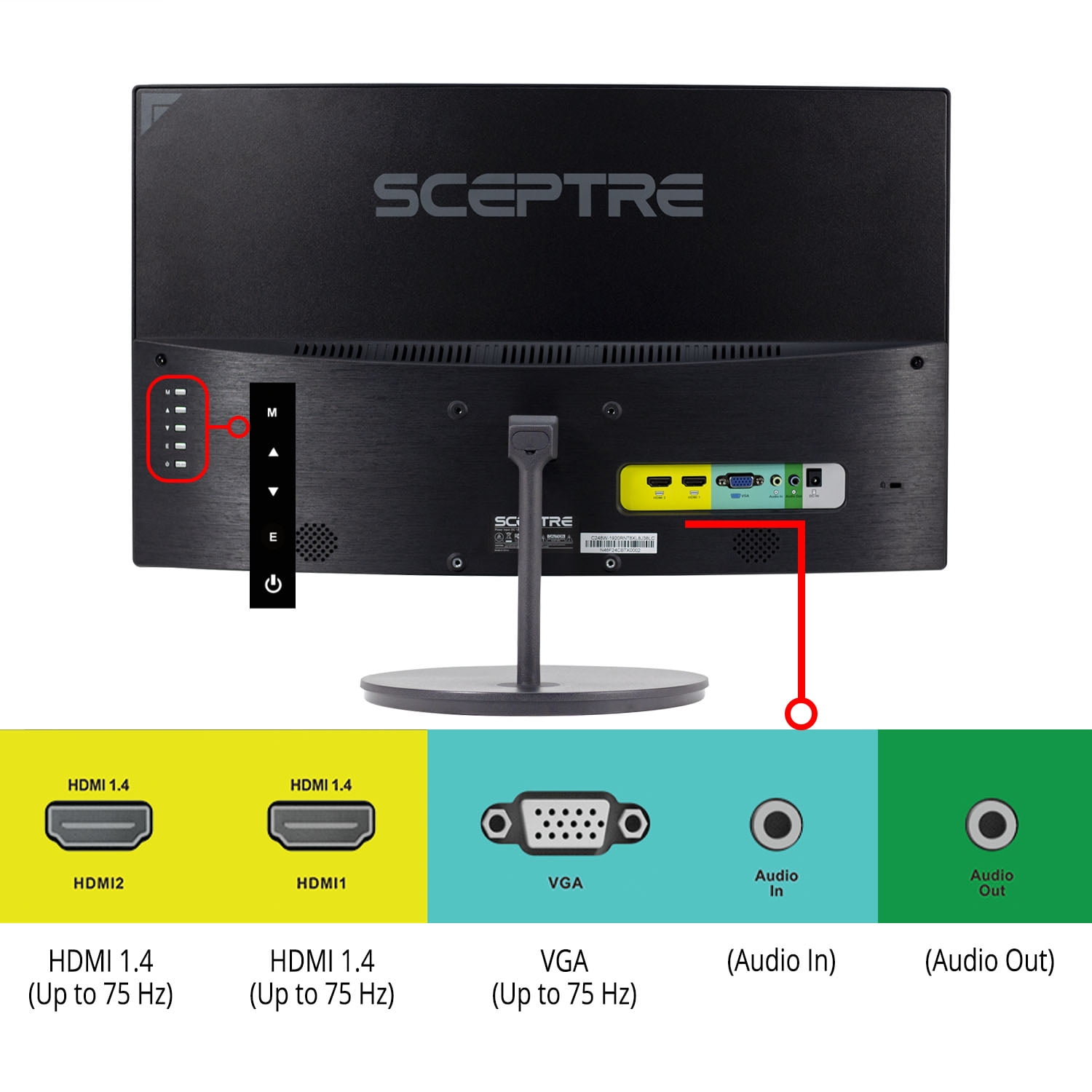 Sceptre 27" Curved 75Hz LED Monitor HDMI VGA Build-in Speakers, Edge-Less Metal Black 2019 (C275W-1920RN)