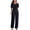 Black jumpsuits for women, variant on Dianli Jumpsuits for Women Sexy off Shoulder Elastic Waist Straight Wide Leg Jumpsuits Overalls Summer Formal Solid One Line Neck Short Sleeve Long Rompers White l