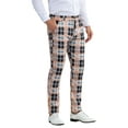 thumbnail image 5 of INSPIRE CHIC Men's Pants Plaid Elastic Waist Stretch Flat Front Dress Pants 30 Black Orange, 5 of 5