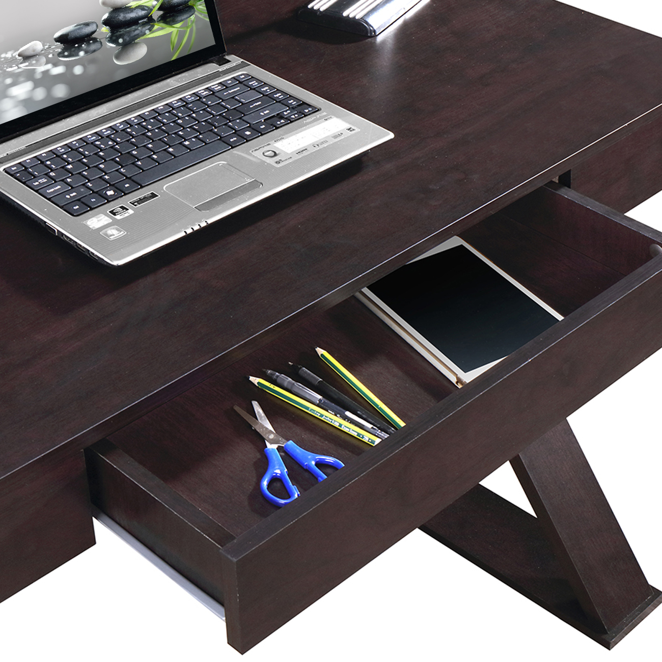 Techni Mobili Trendy Home Office Desk with Drawer, Espresso RTA-8406-ES
