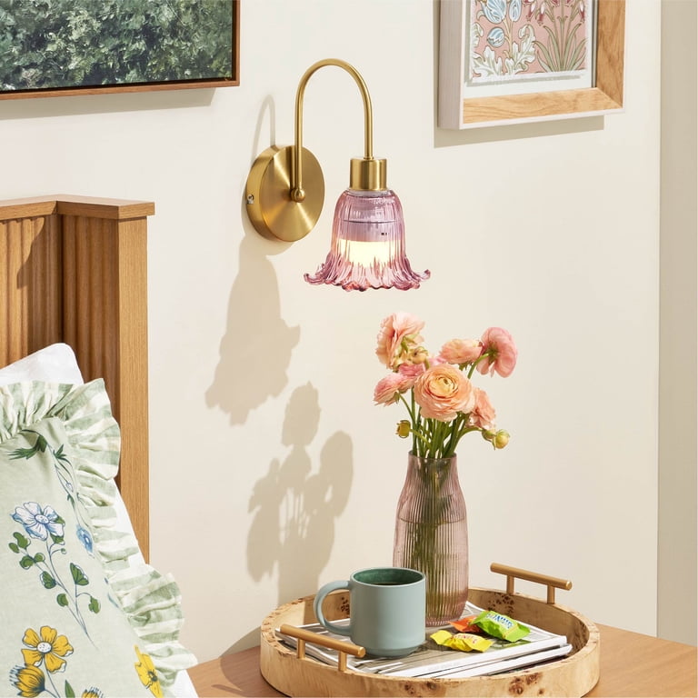 Beautiful by Drew Barrymore Pink Flower Petal Wall Sconce photo 2