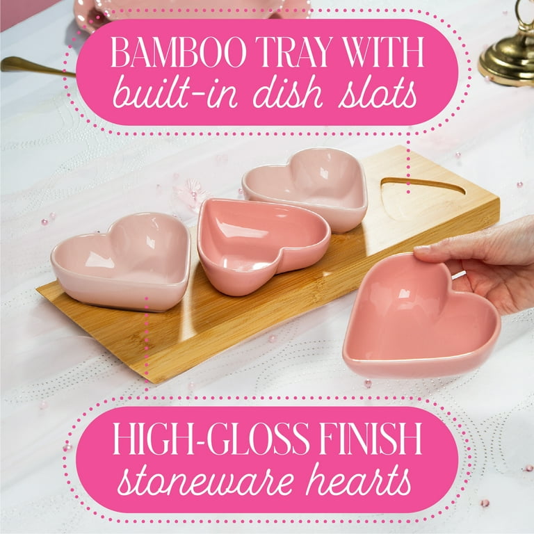 Paris Hilton London Collection 5-Piece Stoneware Ceramic Heart Dip