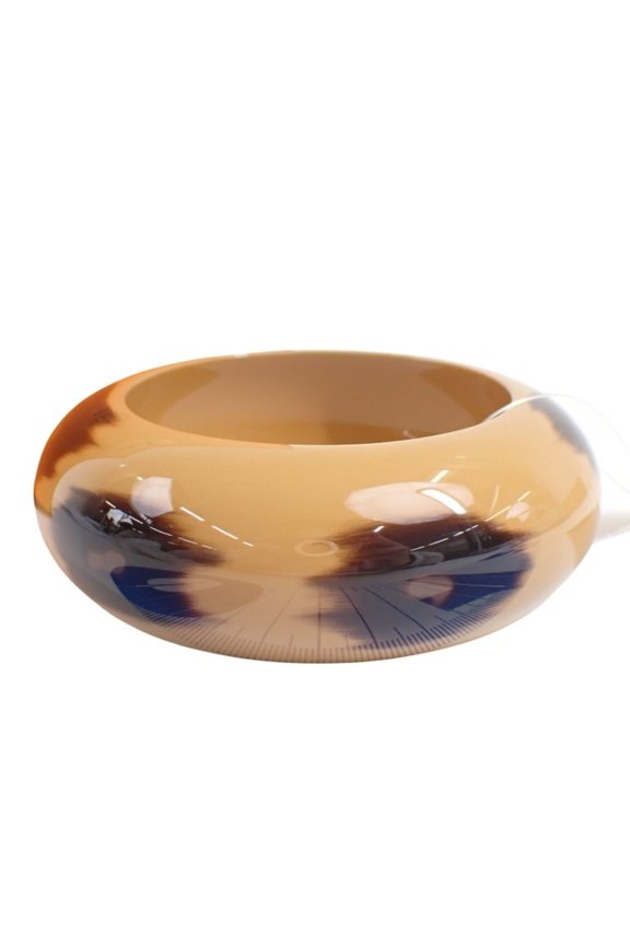 Pre-Owned HERMES Herms Ferrand GM Bangle in Beige, Brown, and Lacquer Wood for Women (Good)