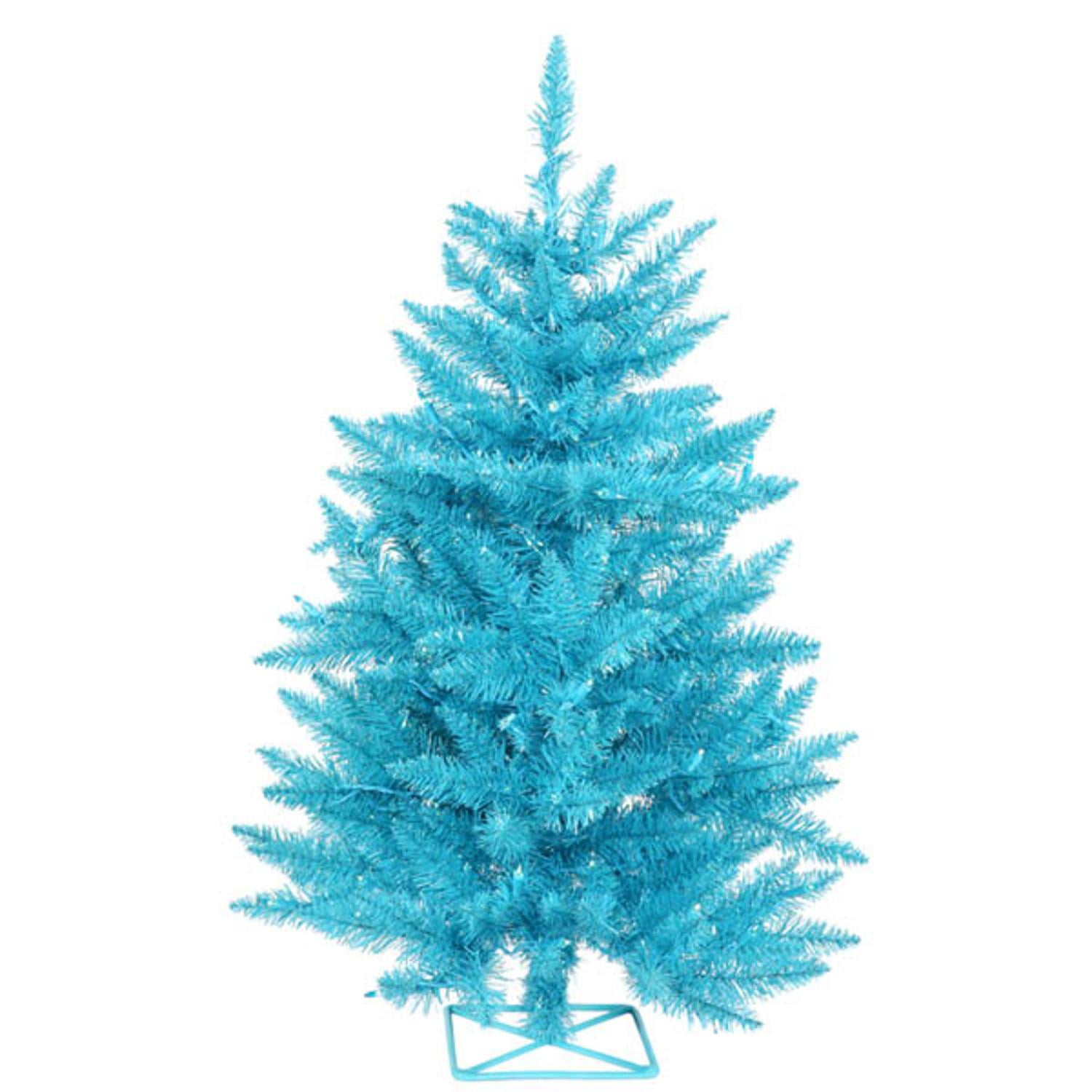 3' Pre-Lit Sparkling Sky Blue Artificial Christmas Tree - Blue Lights ...