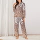 thumbnail image 2 of Fotbe Leopard Brown Conjunto de Pijama de Manga Larga para Mujer con Estampado, Ropa de Dormir de 2 Piezas, Conjunto de Casa Suave y Cómodo con Bolsillos-Medium, 2 of 7