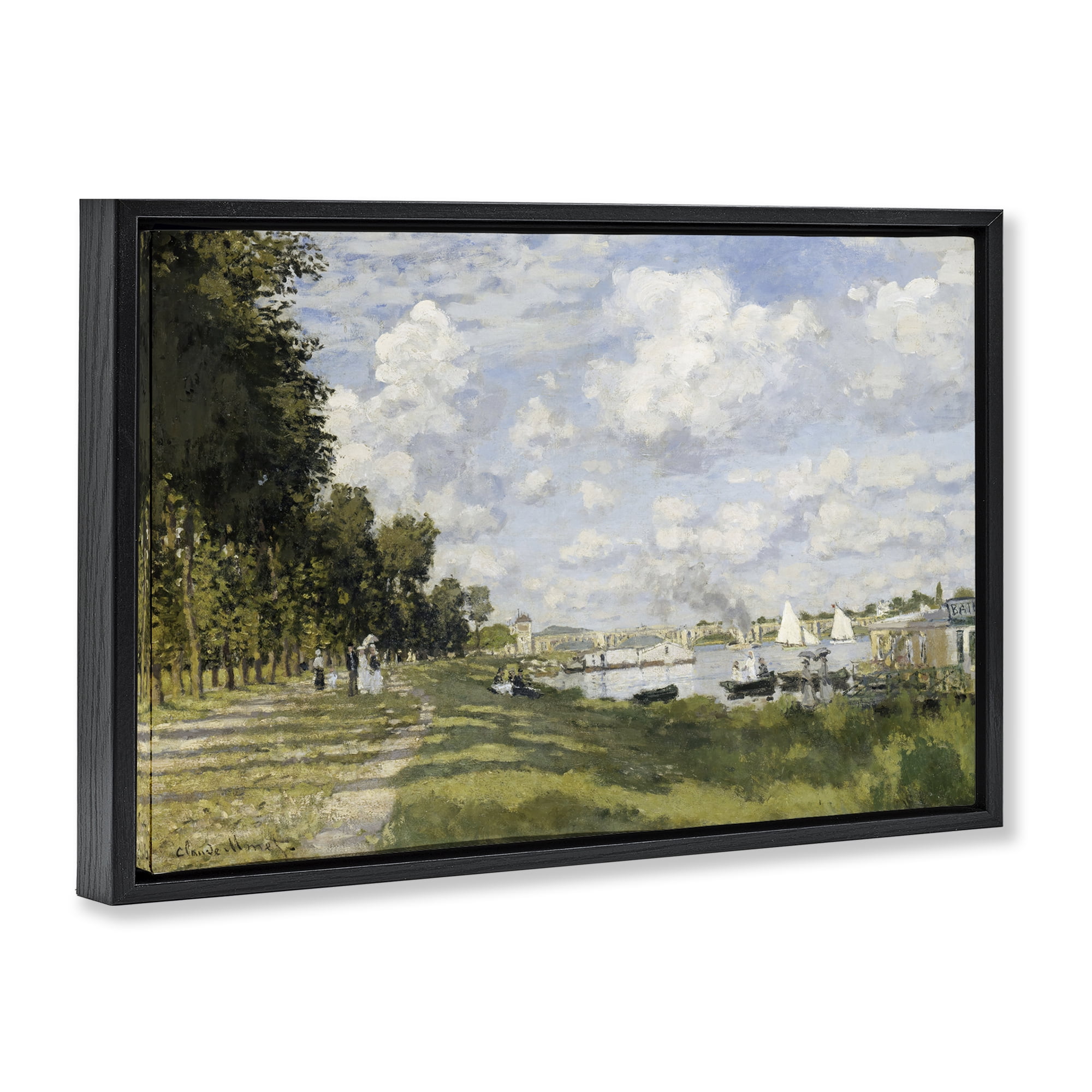 Stupell Industries Classic Monet Bassin d'Argenteuil Landscape & Nature Painting Black Floater Framed Canvas Art Print Wall Art, 25 x 17