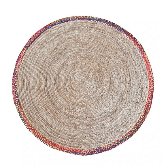 Jaipur Art And Craft Modern 100x100 CM (3.33 x 3.33 Square feet)(39 x 39.00 Inch)Multicolor Round Jute AreaRug Carpet throw