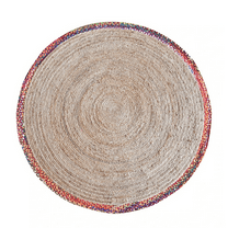 Jaipur Art And Craft Modern 100x100 CM (3.33 x 3.33 Square feet)(39 x 39.00 Inch)Multicolor Round Jute AreaRug Carpet throw