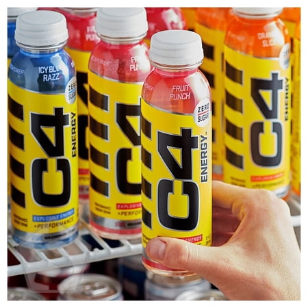 C4 Energy Fruit Punch Energy Drink 12 fl. oz. Bottle - 12/Case