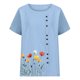 thumbnail image 4 of Vestidos Casuales Para Mujer, Blusas De Mujer De Moda Camiseta informal de verano con cuello redondo, manga corta y botones estampados para mujer, 4 of 4
