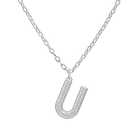 Time and Tru Women's Silvertone Initial U Necklace with Giftable Pouch