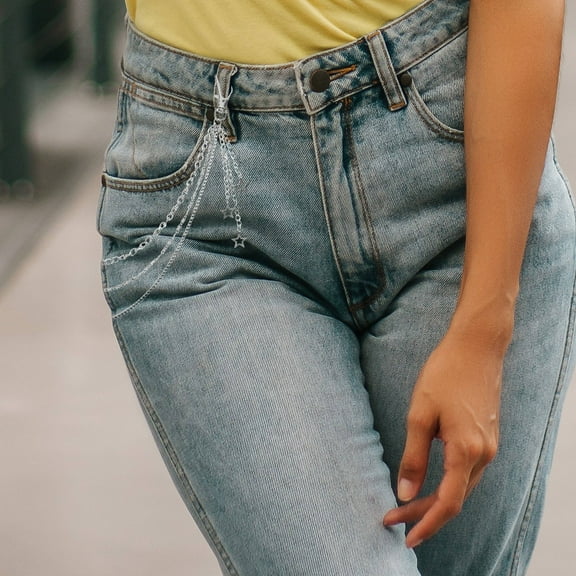 CTIRCHIU 2Pcs Star Waist Chain Belt Metal Adjustable Punk Style for Jeans Jackets