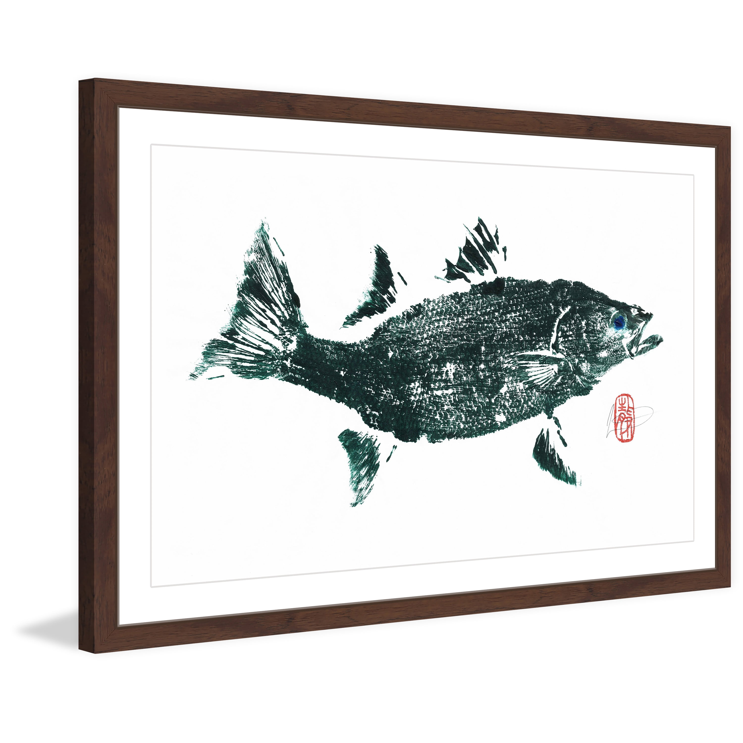 "Striped Bass Green" Framed Painting Print