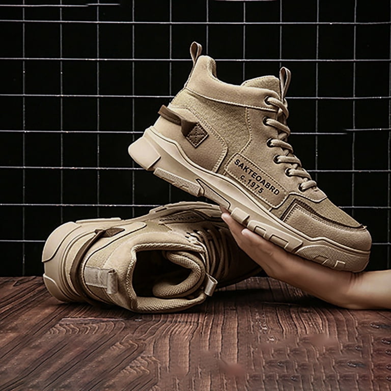 Men\'s Hood Lace Up Beige Sneaker/Outdoor Sneakers
Boots(Size 39) Amazon.com | Hhhchpm Men main image 3