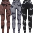 thumbnail image 1 of Pantalones de fitness de cintura alta con teñido anudado que levantan la cadera, de secado rápido, para correr, transpirables, pantalones de yoga recortados de entrenamiento de compresión para, 1 of 5