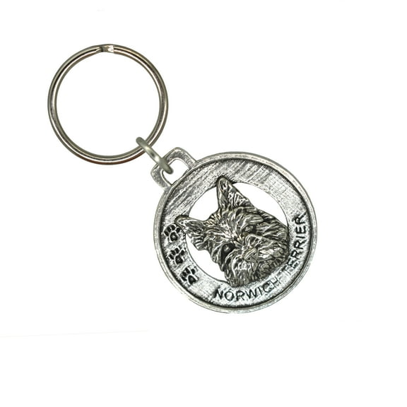 Norwich Terrier Keychain, D128KC, 1 1/2 Inch, Dog Breed, Canine, Metal, Pet, Gift, Handmade in the USA, Variety of Dog Designs Available, 100% American Made