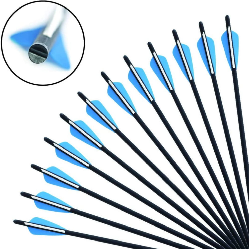 12pcs 20 Inch Archery Crossbow Bolts Carbon Arrow With 4" Vanes Feather US for sale online 