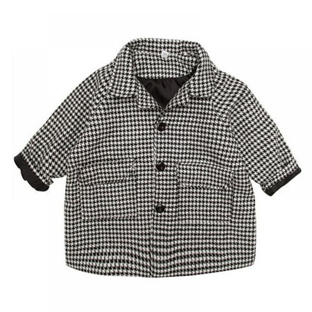 

Grid Jackets Boys Girls Woolen Double-breasted Girl Trench Coat Children Clothing Warm Coat Outerwear
