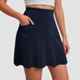 thumbnail image 2 of vigerkar Skorts for Woman with Pockets Golf Athletic Skirts Scalloped Hem Tennis Skirt Dressy Casual (Navy, L), 2 of 7