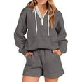thumbnail image 1 of Hot Selling Sportswear For Women Hooded Shorts Set Home Two-Piece Set Dark Gray L, 1 of 5